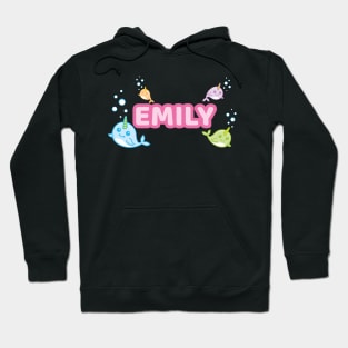 Personalised 'Emily' Narwhal (Sea Unicorn) Design Hoodie